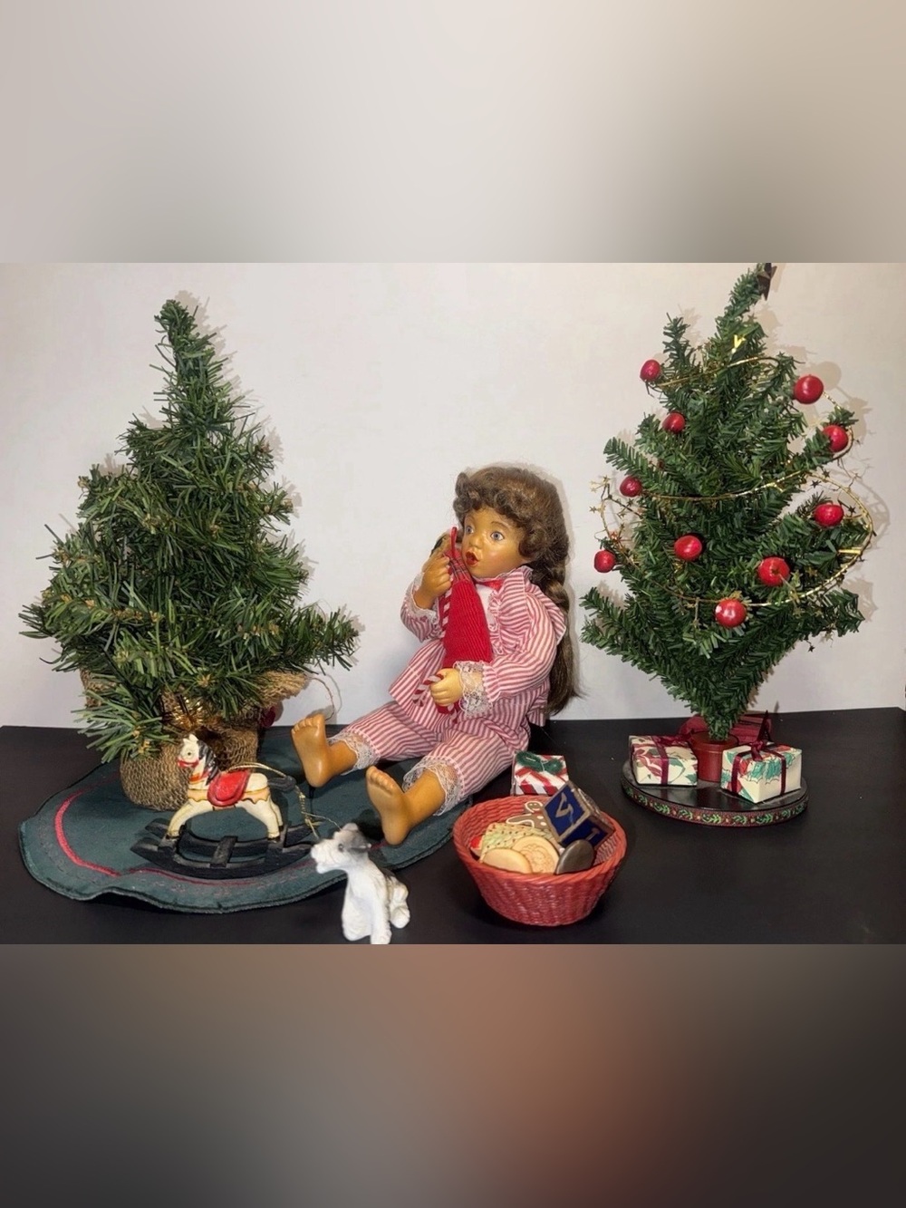 Christmas Holiday Waiting For Santa 8" Wood Doll Patricia Hamilton Collection